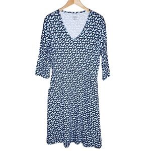 Svaha Snow Crystals Fit and Flare Dress Size 2X Cotton Blue Pockets